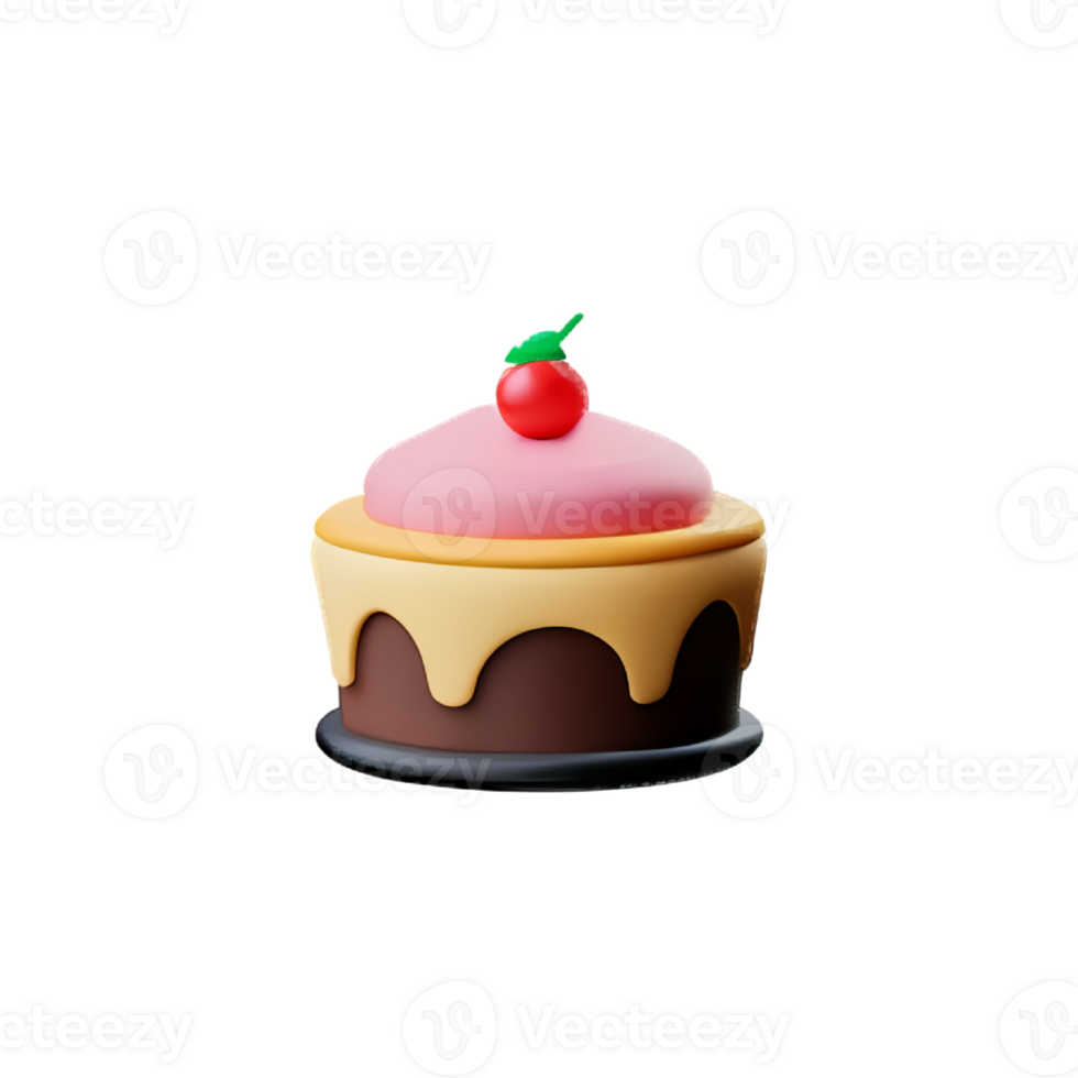 Cake and cupcake with cherry and strawberry png