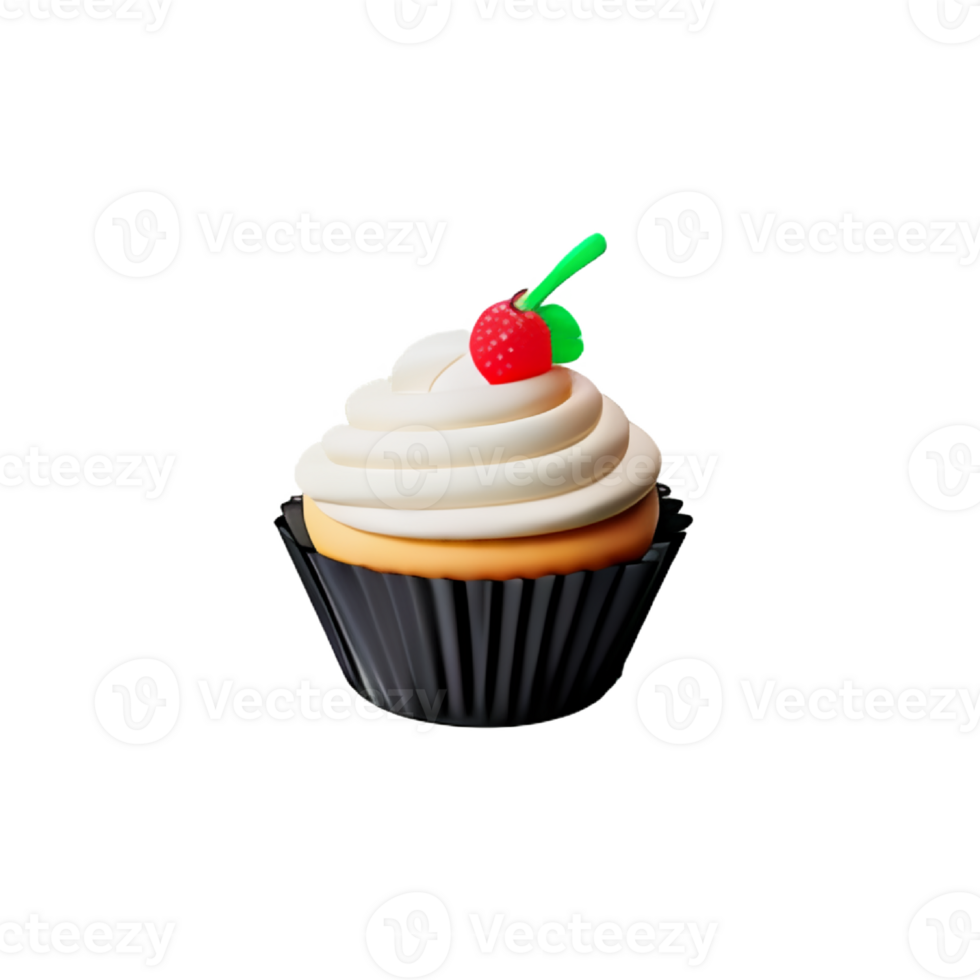 Cake and cupcake with cherry and strawberry png