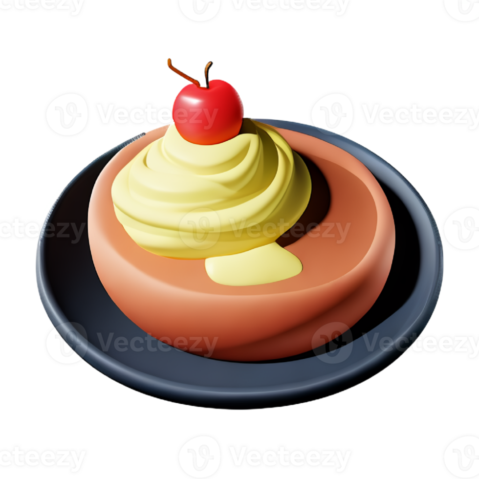 Pancake with cherries and cream png