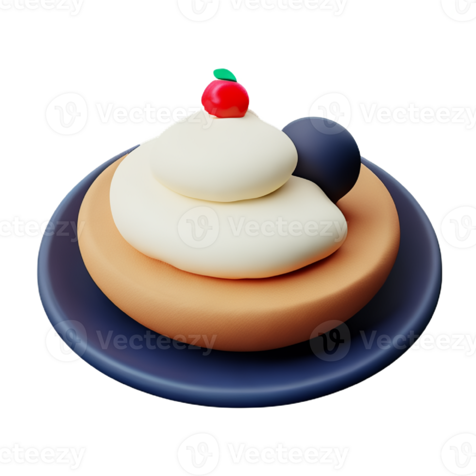 Pancake with cherries and cream png