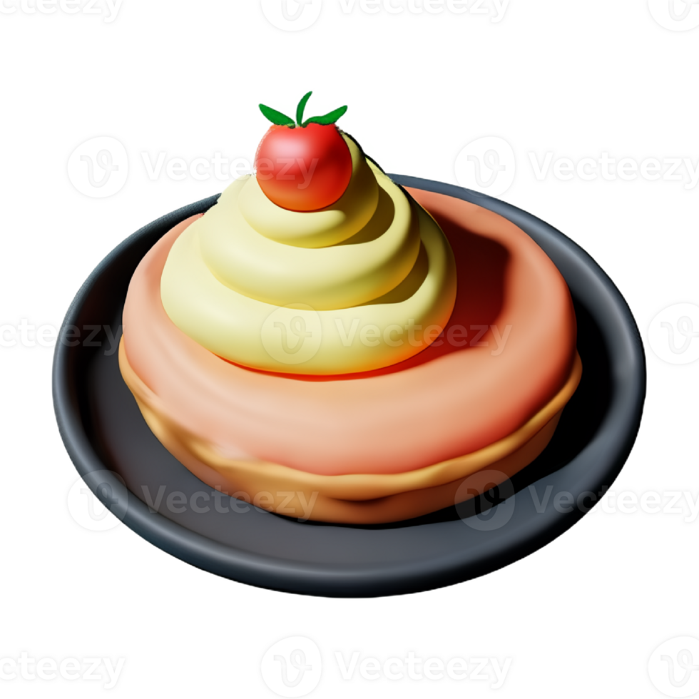 Pancake with cherries and cream png