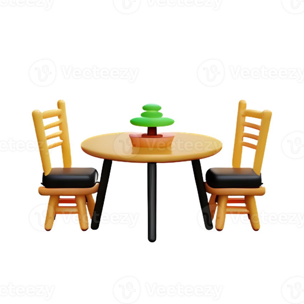Modern table and chair isolate png