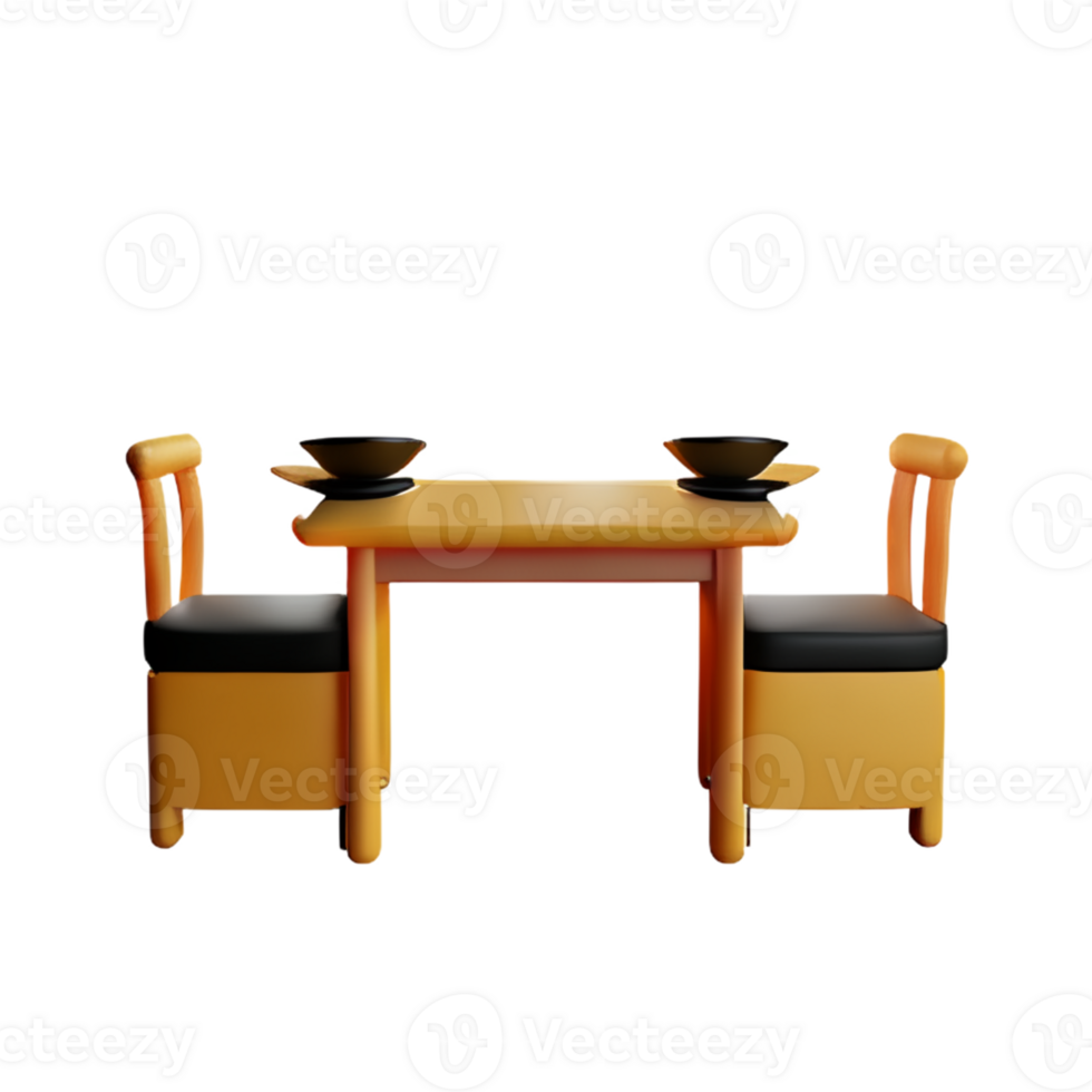 Modern table and chair isolate png