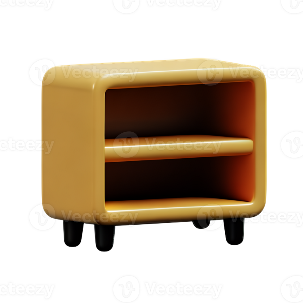 Wooden bedside table on white background png