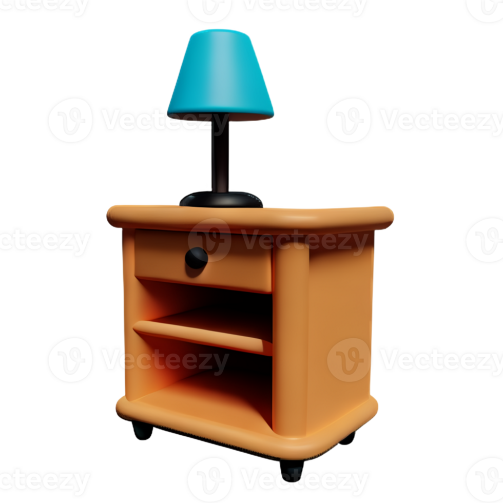 Wooden bedside table on white background png