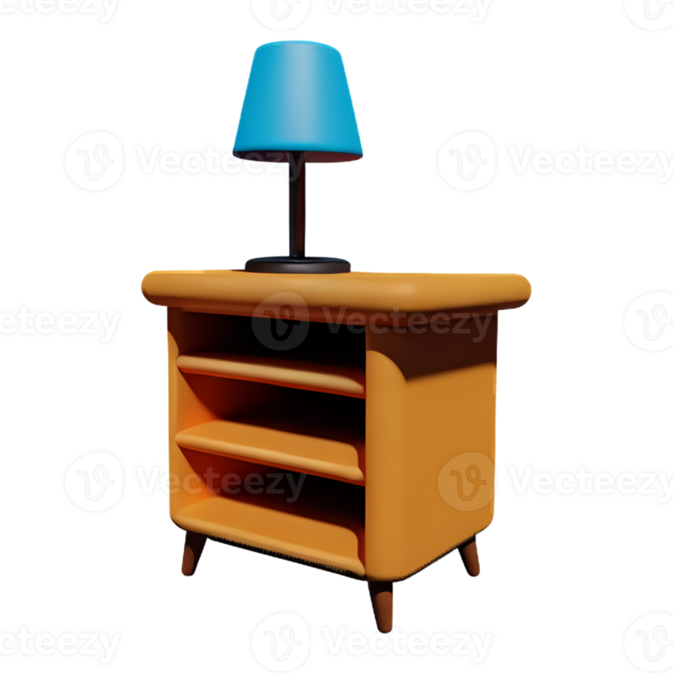 Wooden bedside table on white background png