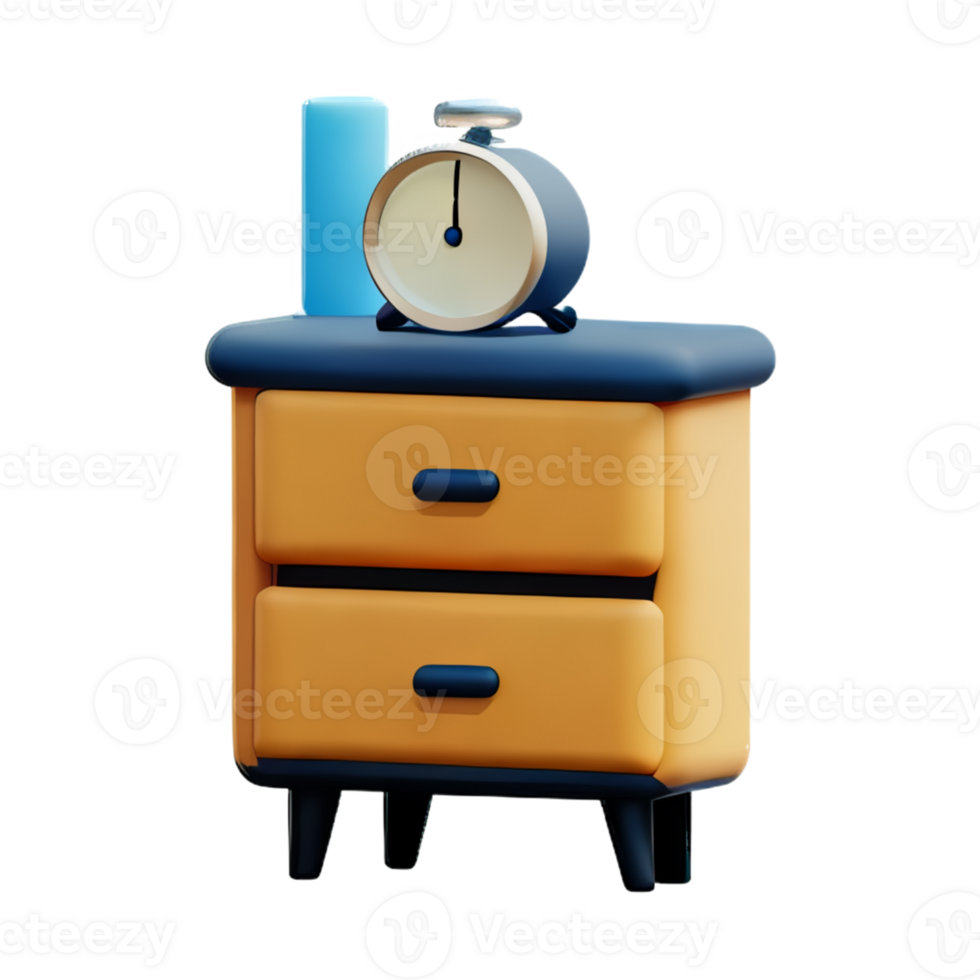 Wooden bedside table on white background png