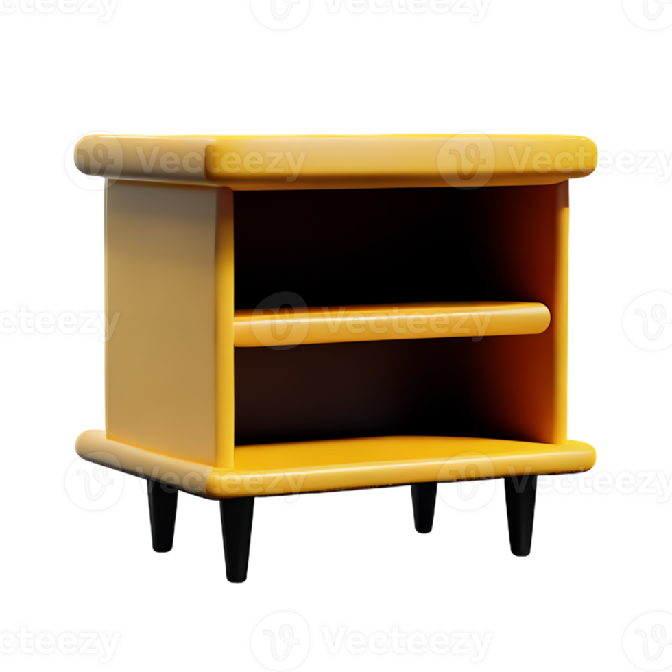 Wooden bedside table on white background png