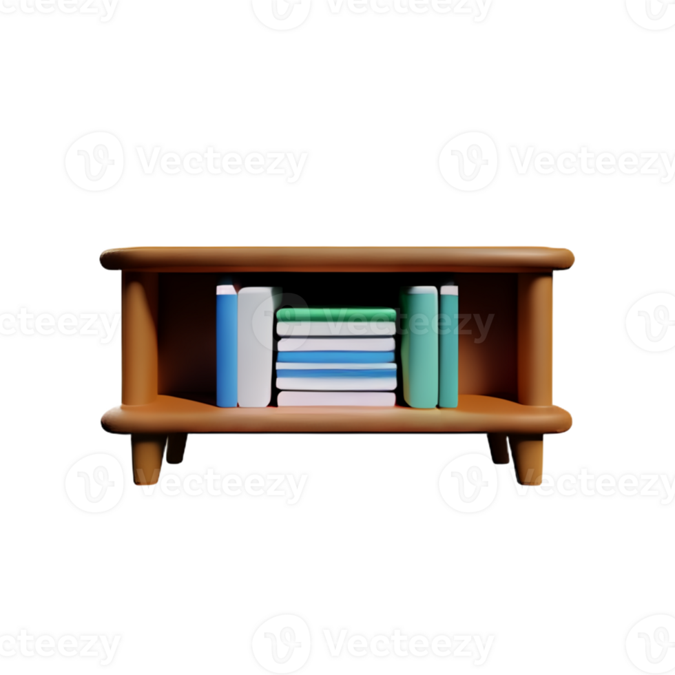 Modern bookshelf isolated with white background png