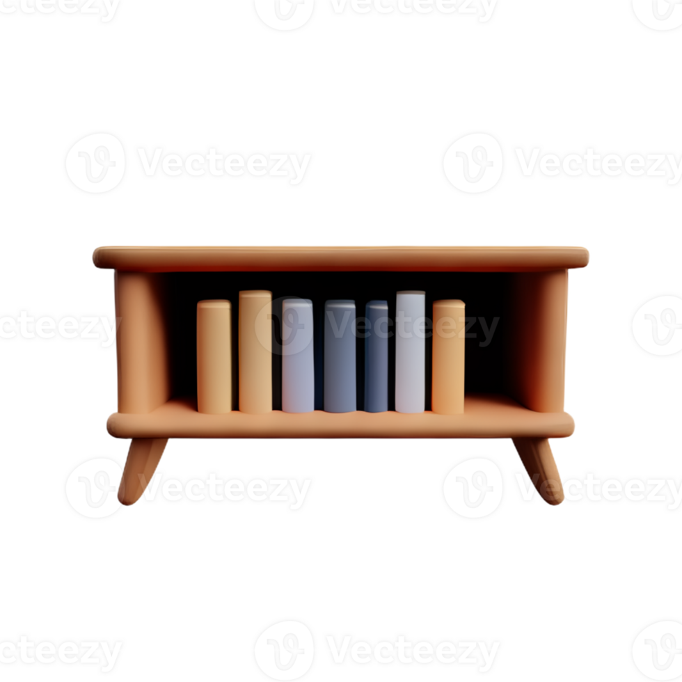 Modern bookshelf isolated with white background png