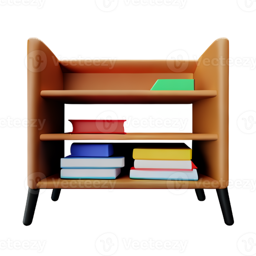 Modern bookshelf isolated with white background png