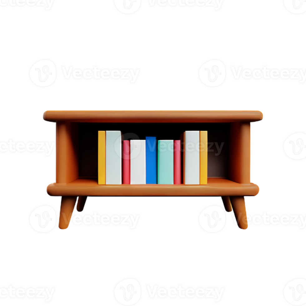 Modern bookshelf isolated with white background png