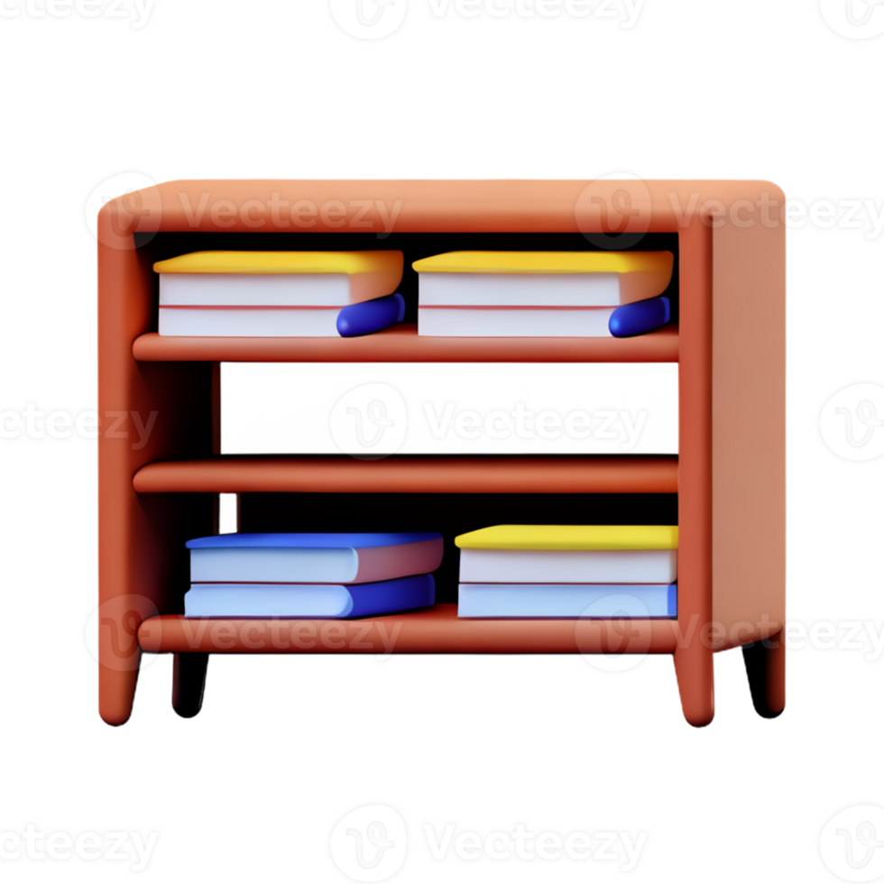 Modern bookshelf isolated with white background png
