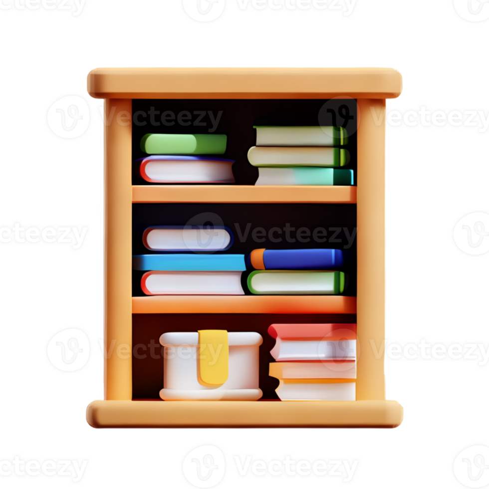 Modern bookshelf isolated with white background png