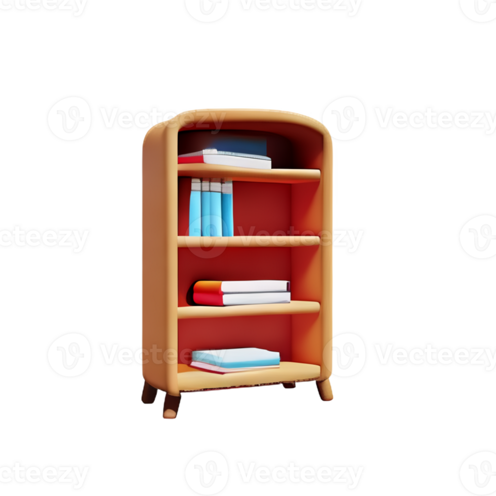 Modern bookshelf isolated with white background png