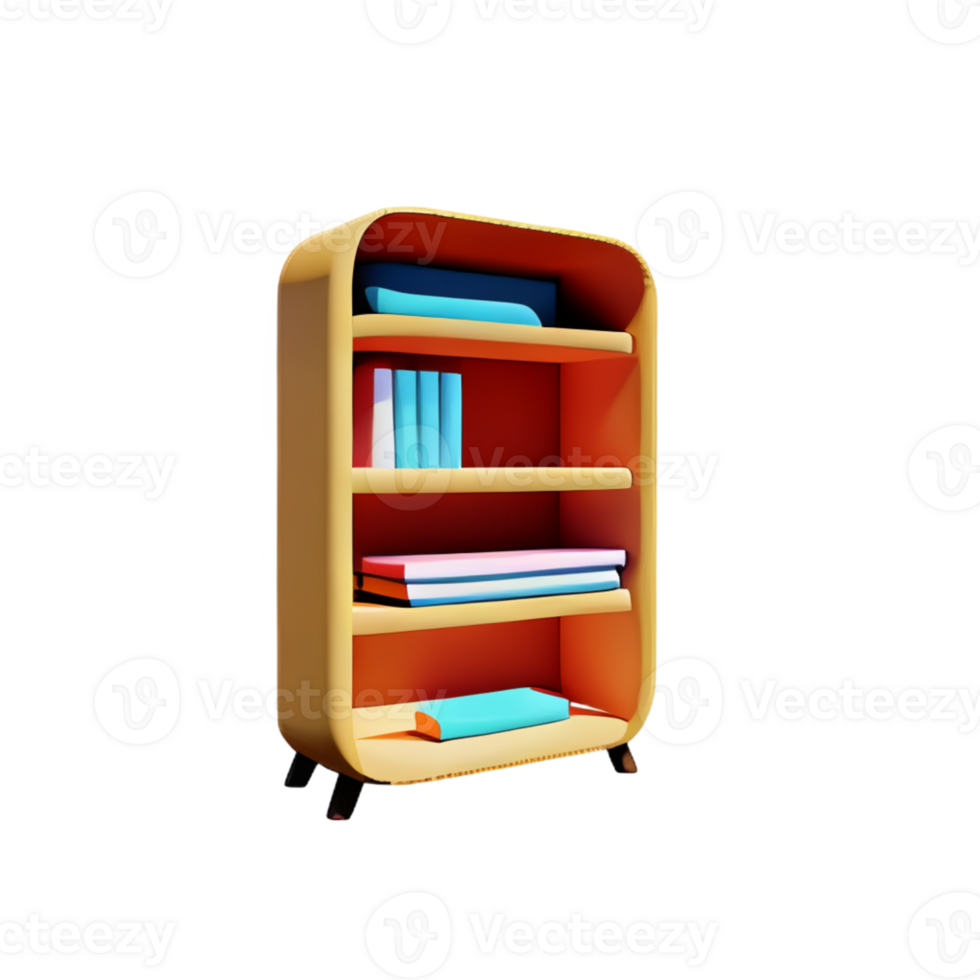 Modern bookshelf isolated with white background png