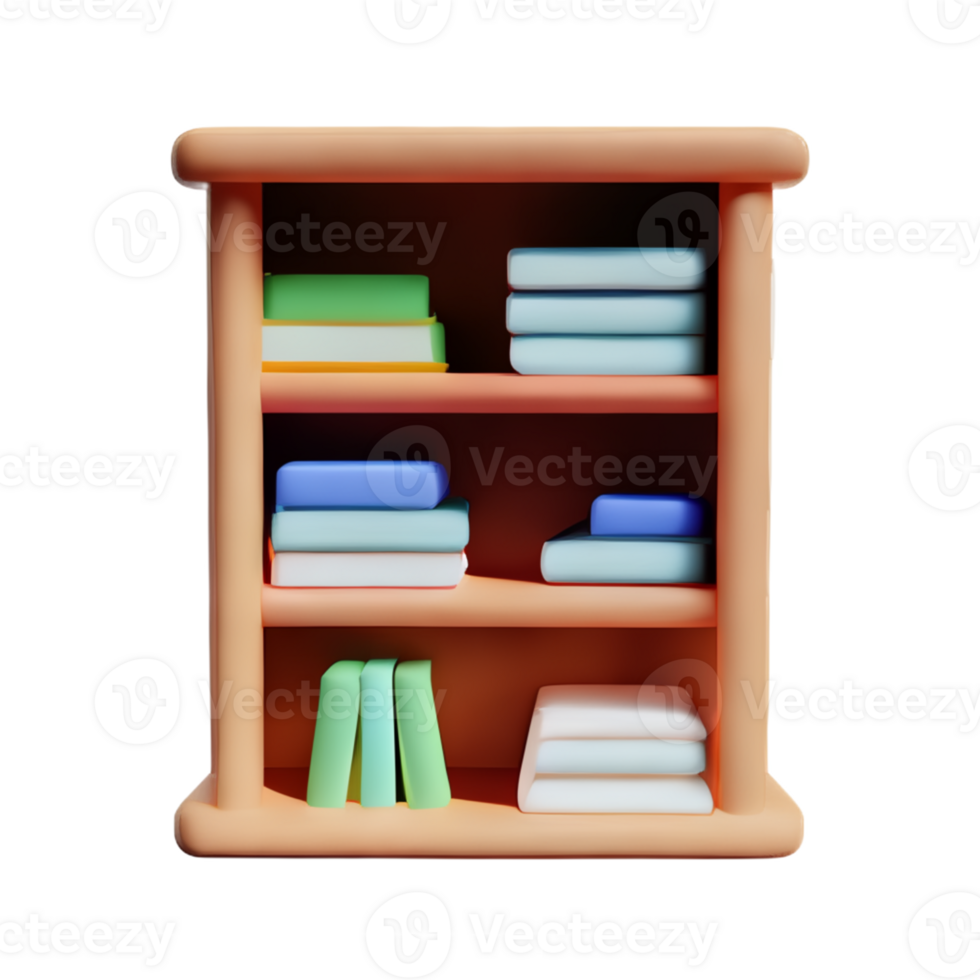 Modern bookshelf isolated with white background png