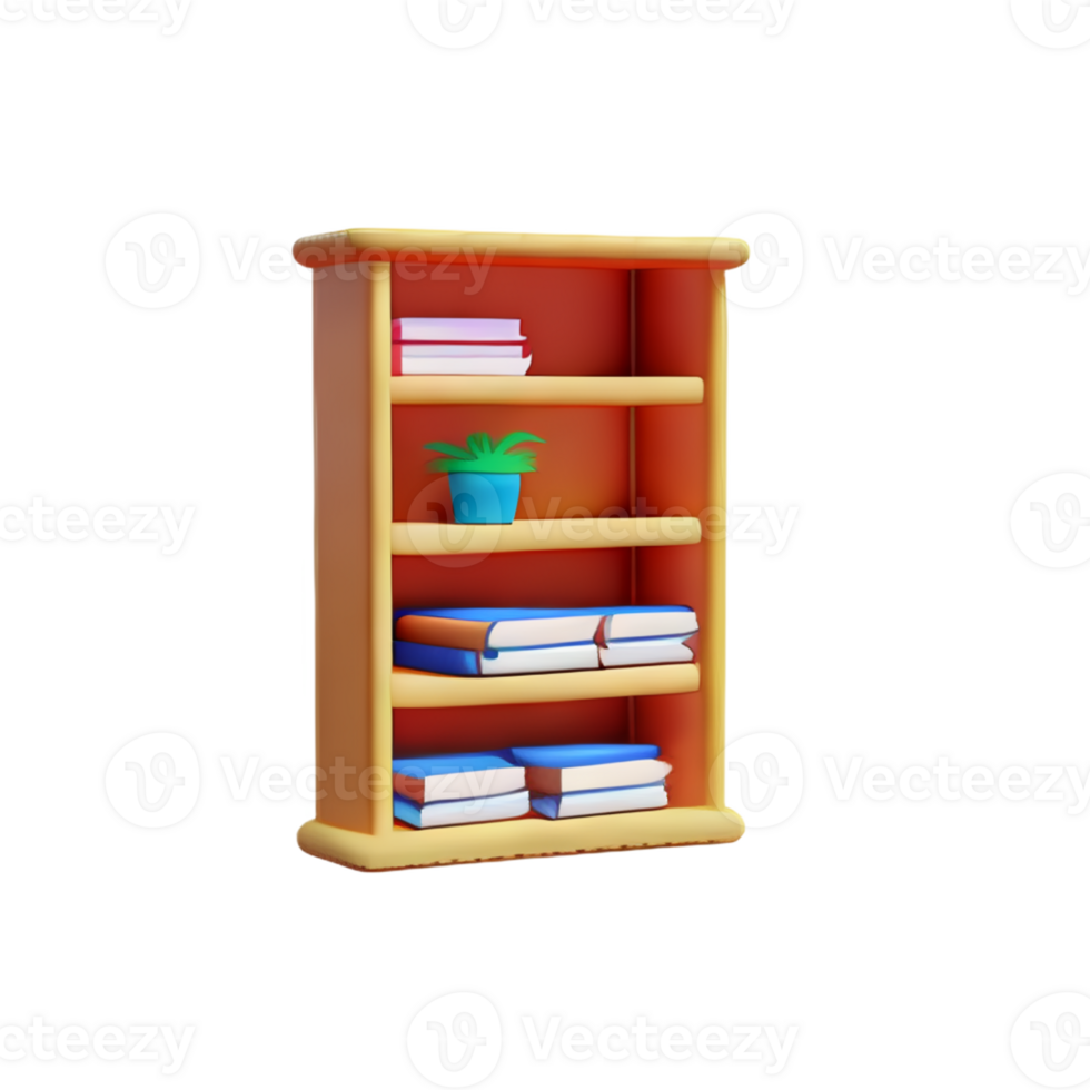 Modern bookshelf isolated with white background png