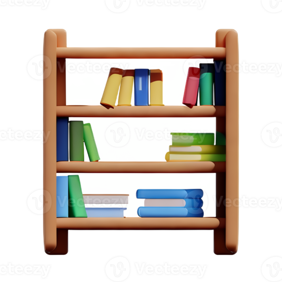 moderno estante de livros isolado com branco fundo png