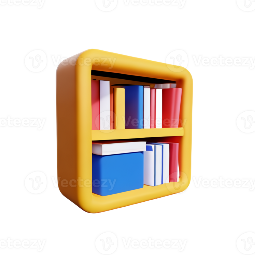 Modern bookshelf isolated with white background png