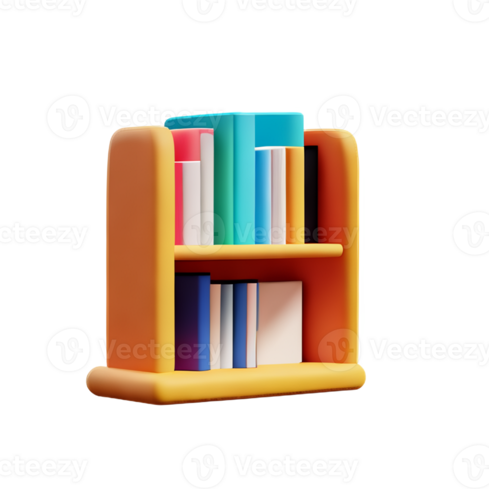Modern bookshelf isolated with white background png