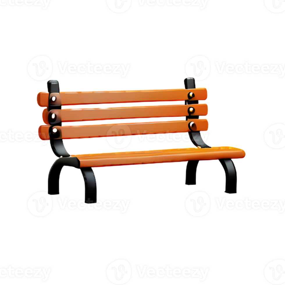 Bench in the park on white background png