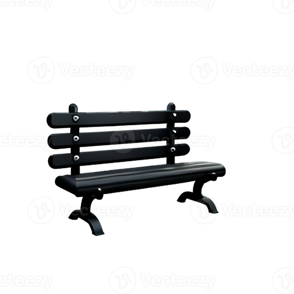 Bench in the park on white background png