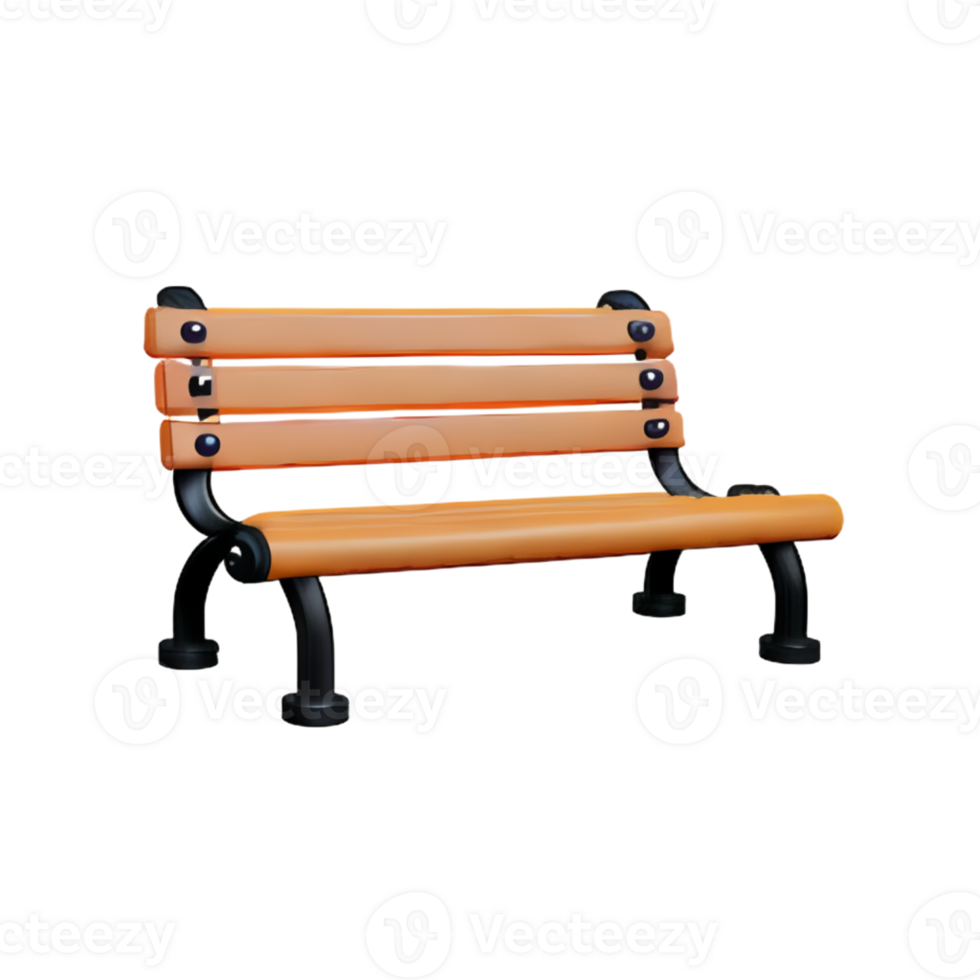 Bench in the park on white background png