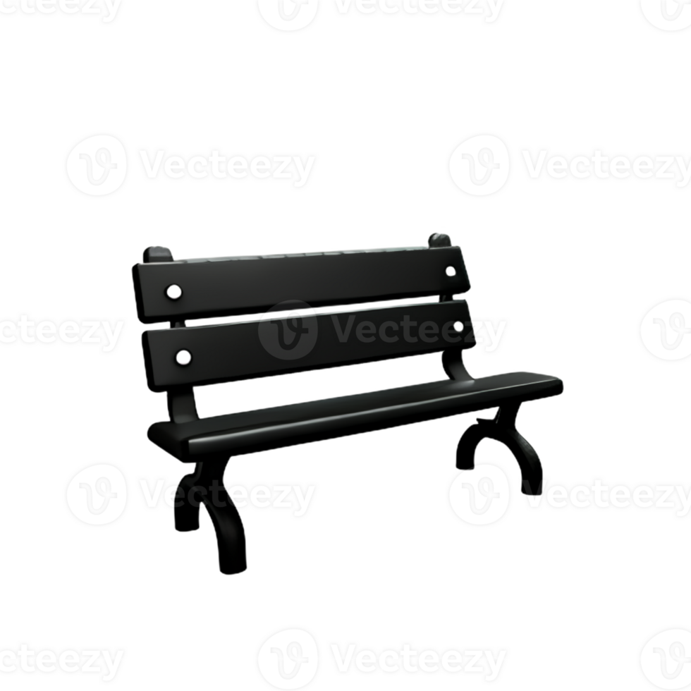 Bench in the park on white background png