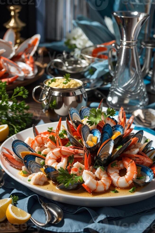Seafood with shrimp and shellfish photo