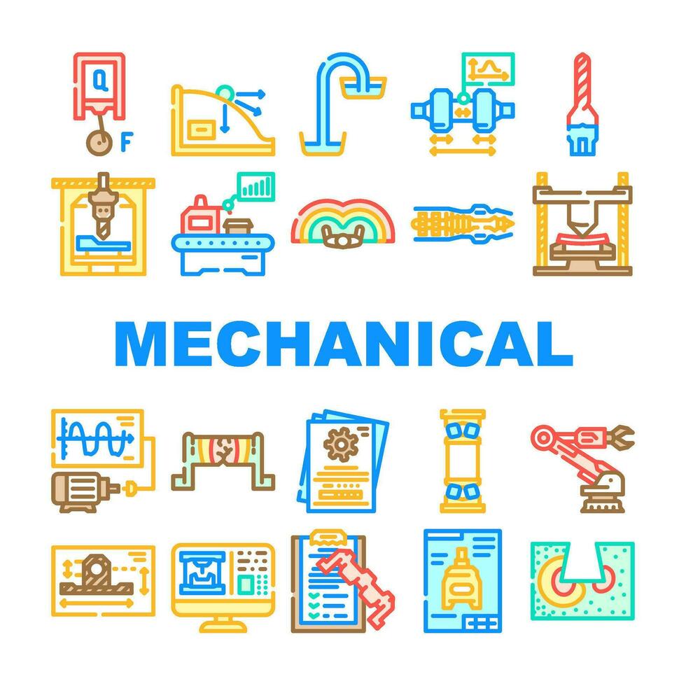 mecánico ingeniero industria íconos conjunto vector