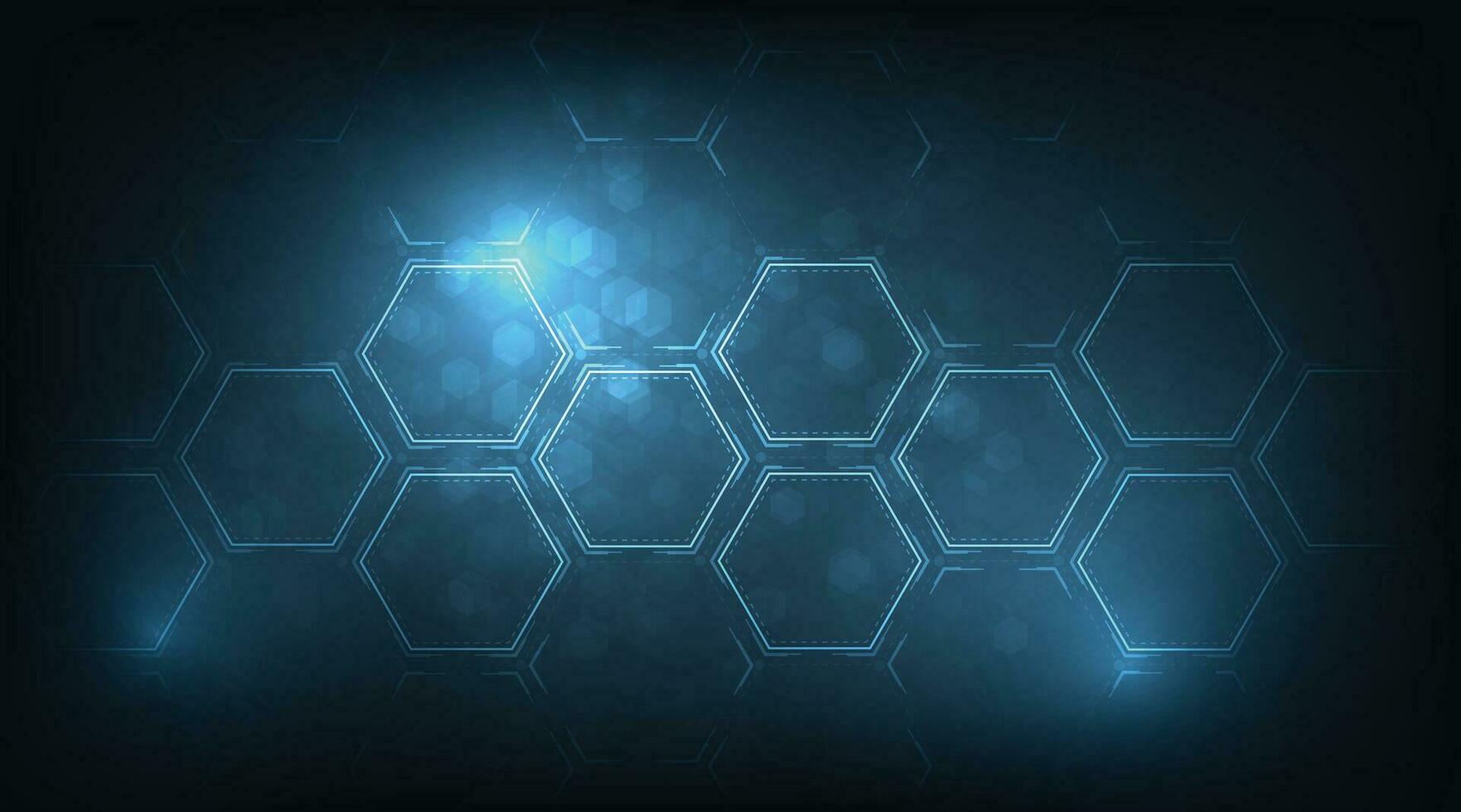 Background of hexagon geometric dark blue pattern bright. vector
