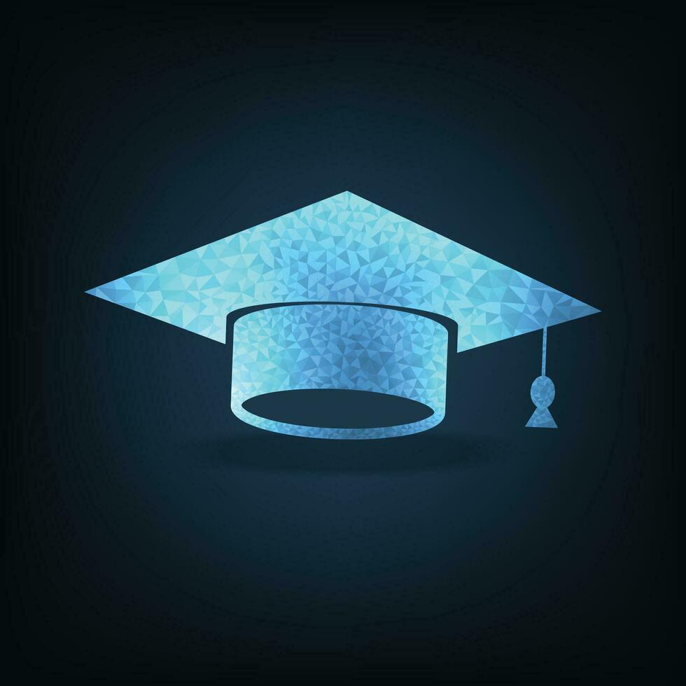 Graduate hat in modern digital style. vector