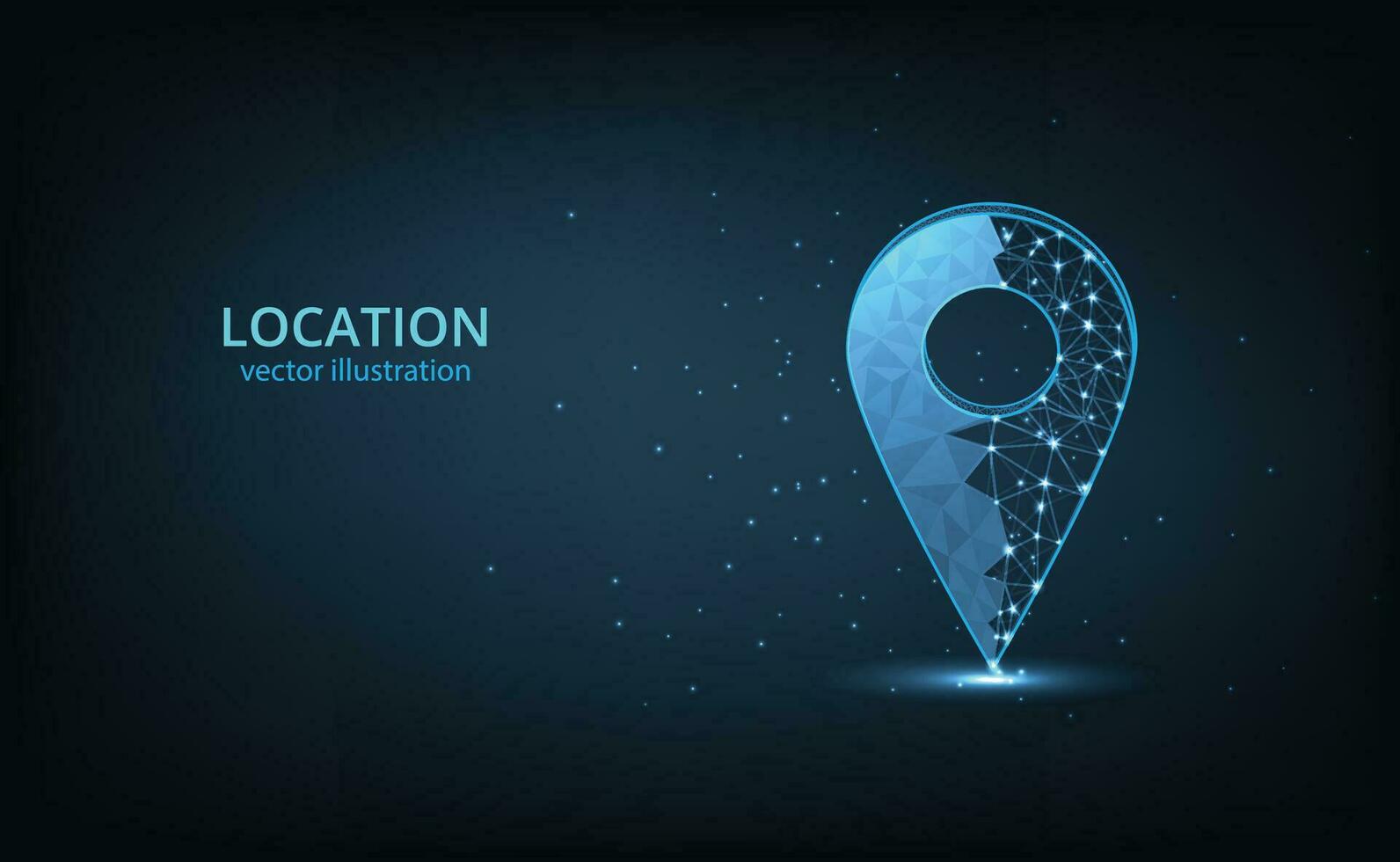 Blue GPS pin composed of polygon. vector