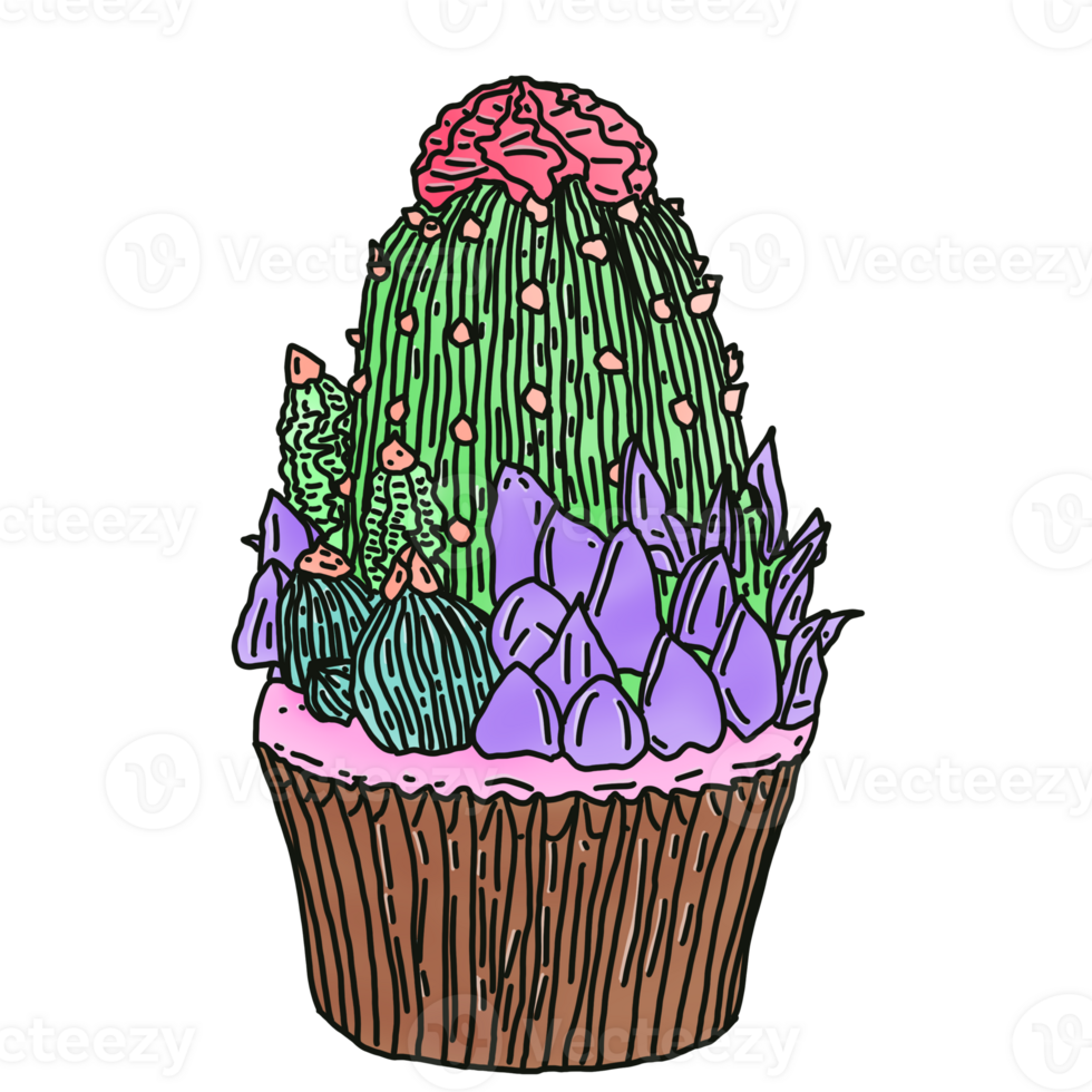 Cactus flower cupcake png