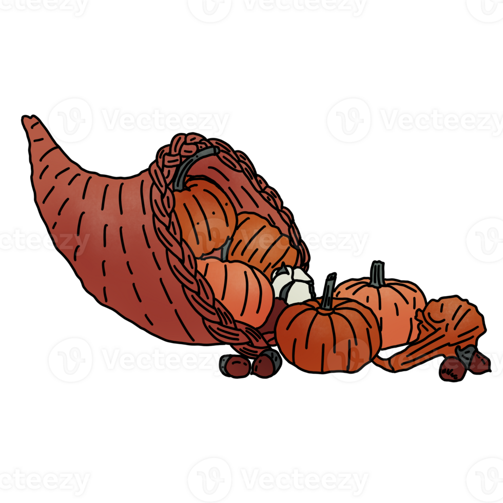 Autumn cornucopia basket png