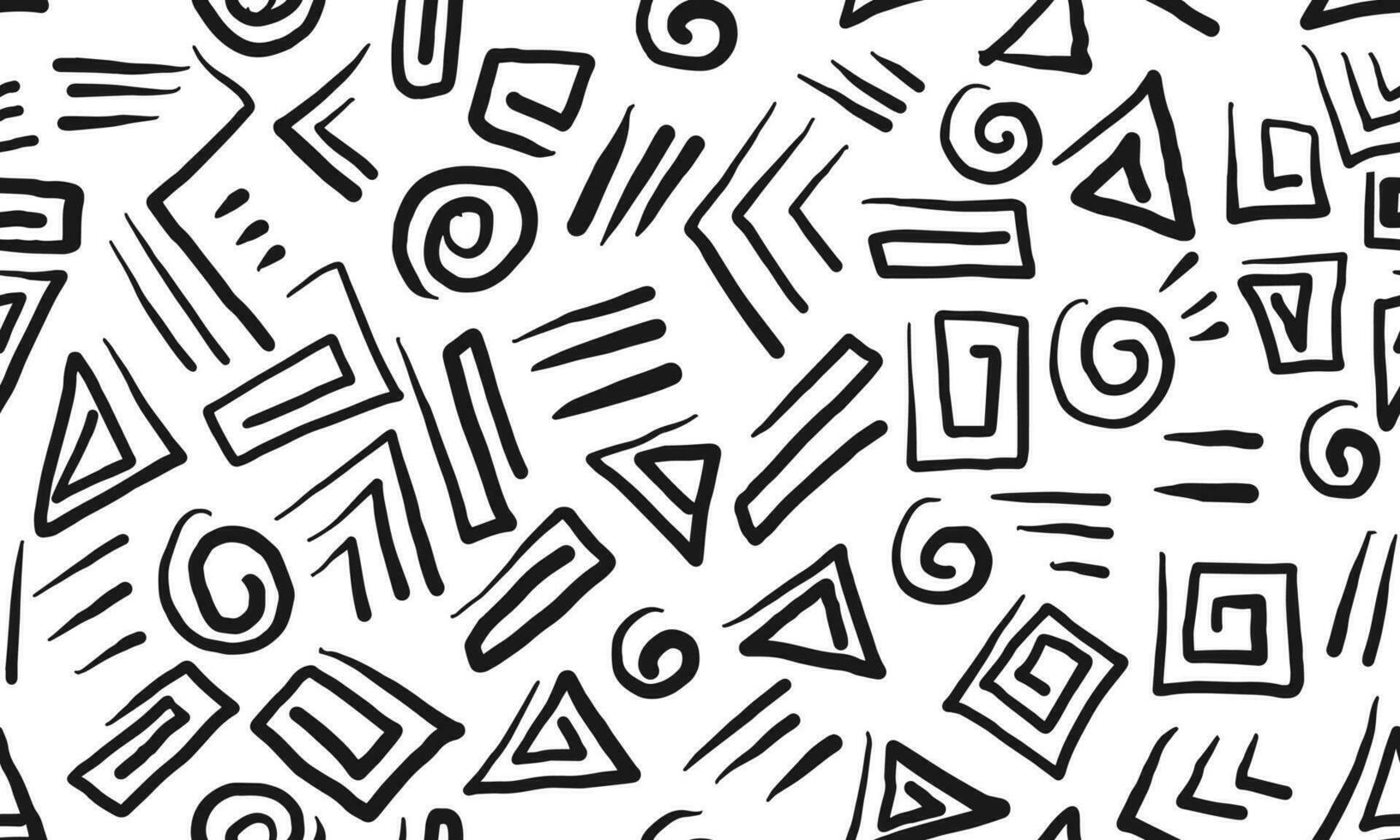 Doodle seamless pattern. Hand drawn Geometric pattern memphis style background. isolated on white background. vector illustration