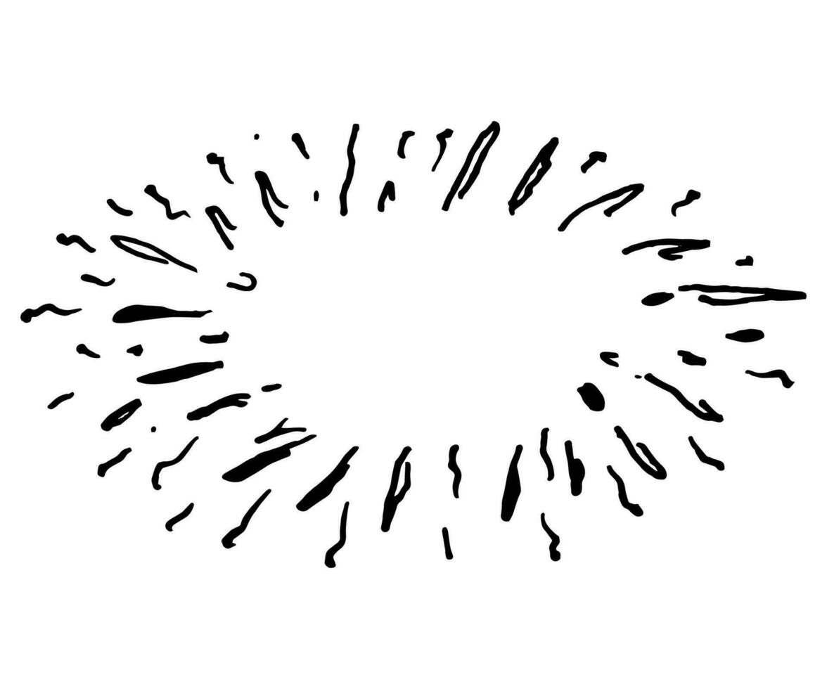 hand drawn doodle starburst, sunburst, firework, explosion set. doodle design element. vector illustration