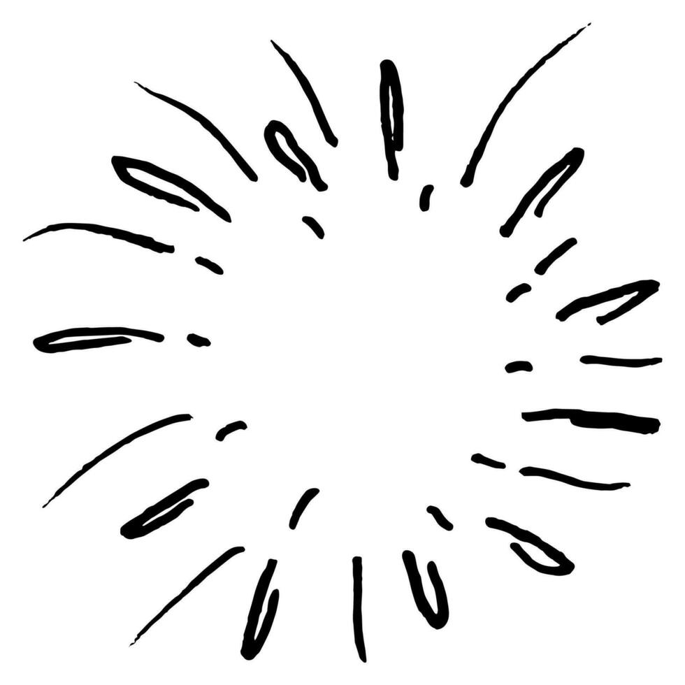 hand drawn doodle starburst, sunburst, firework, explosion set. doodle design element. vector illustration