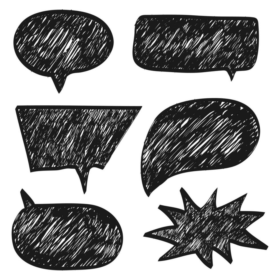 hand drawn Set of empty comic speech bubbles. vector doodle element illustration