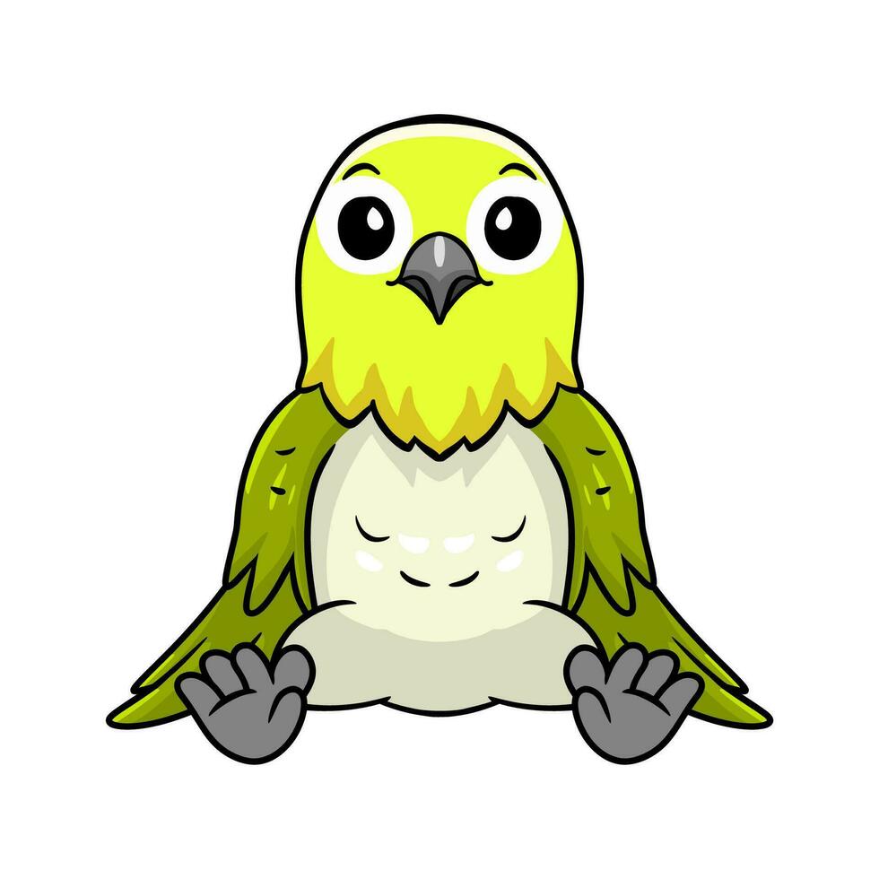 Cute warbling white eye bird cartoon vector