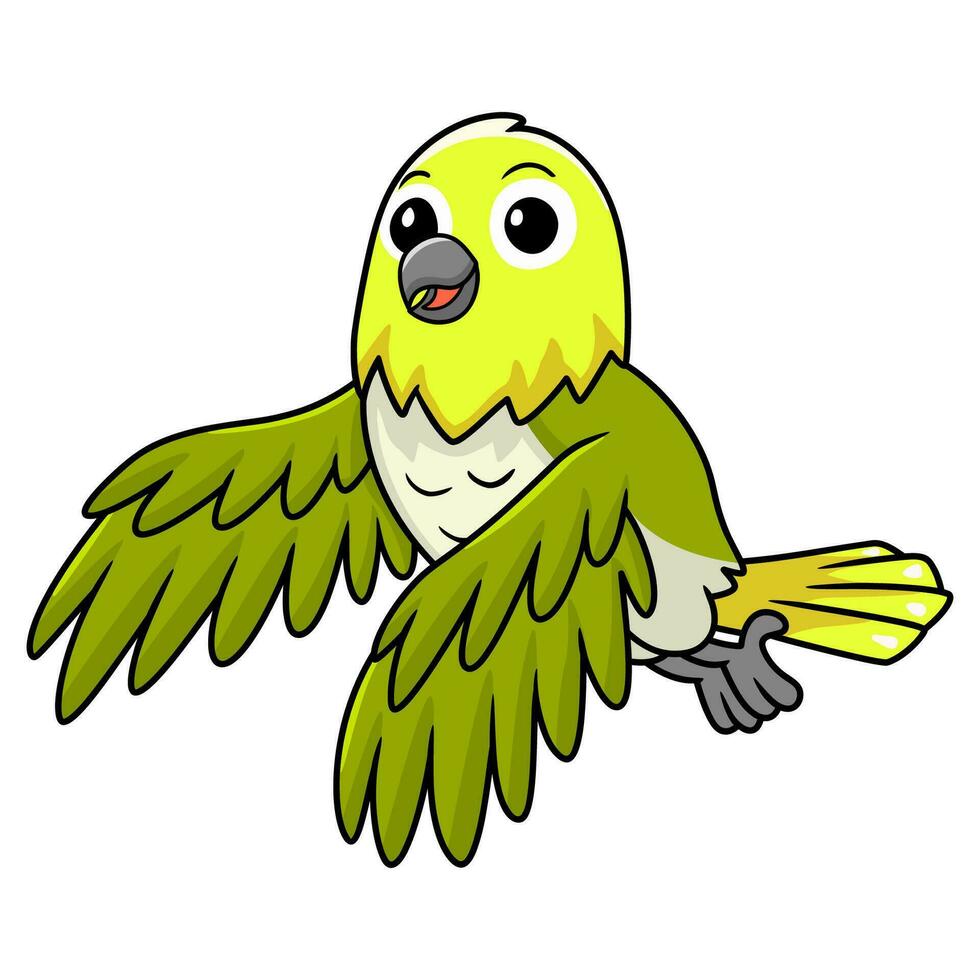 linda trino blanco ojo pájaro dibujos animados volador vector