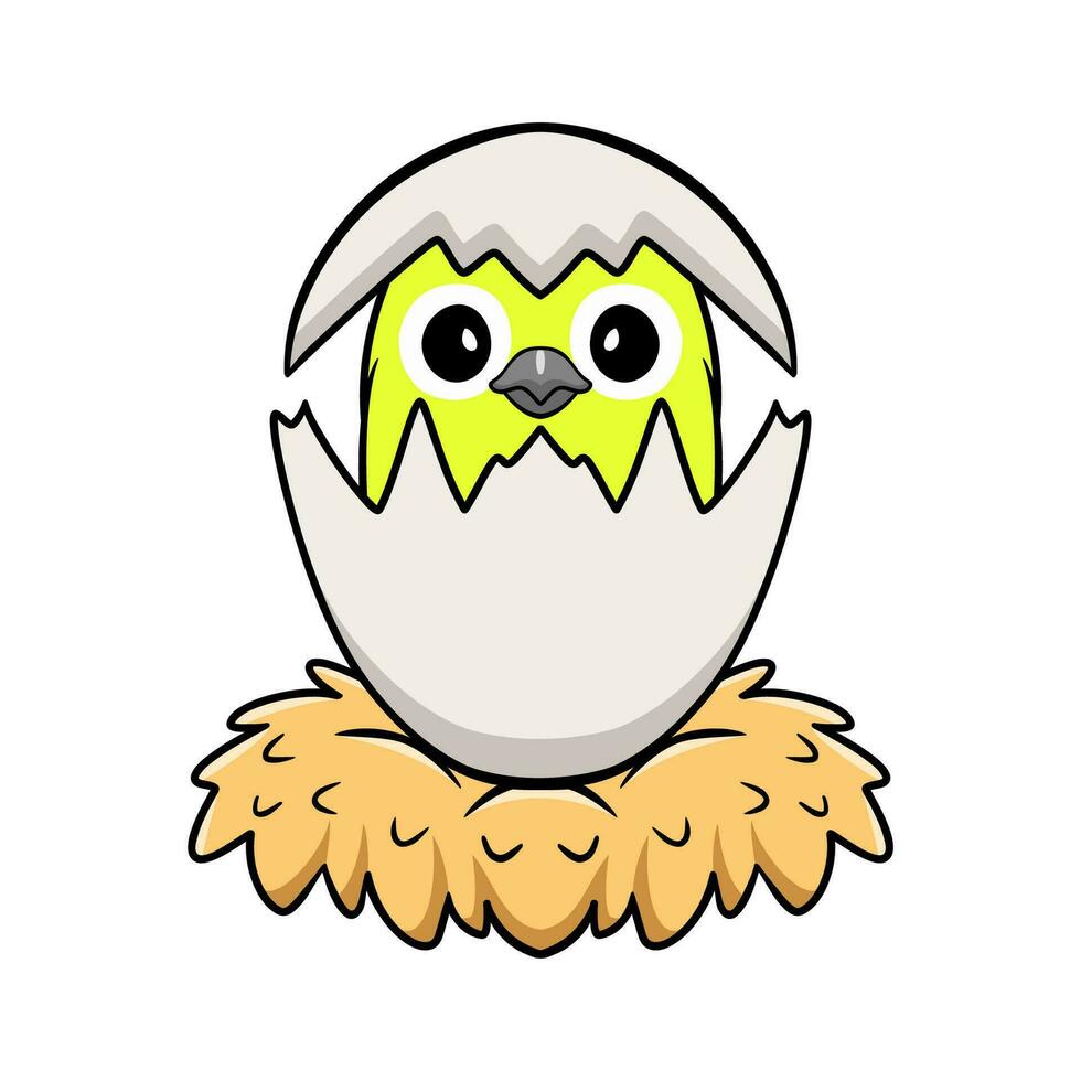 Cute warbling white eye bird cartoon inside from egg vector