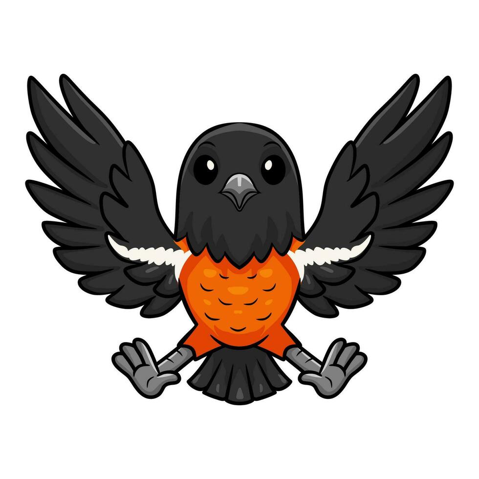 Cute venezuelan troupial bird cartoon flying vector