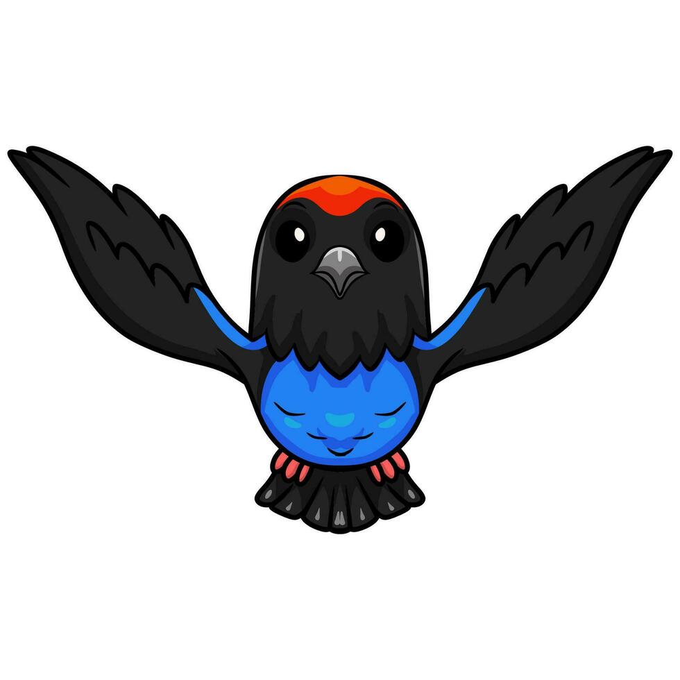 linda azul saltarín pájaro dibujos animados vector