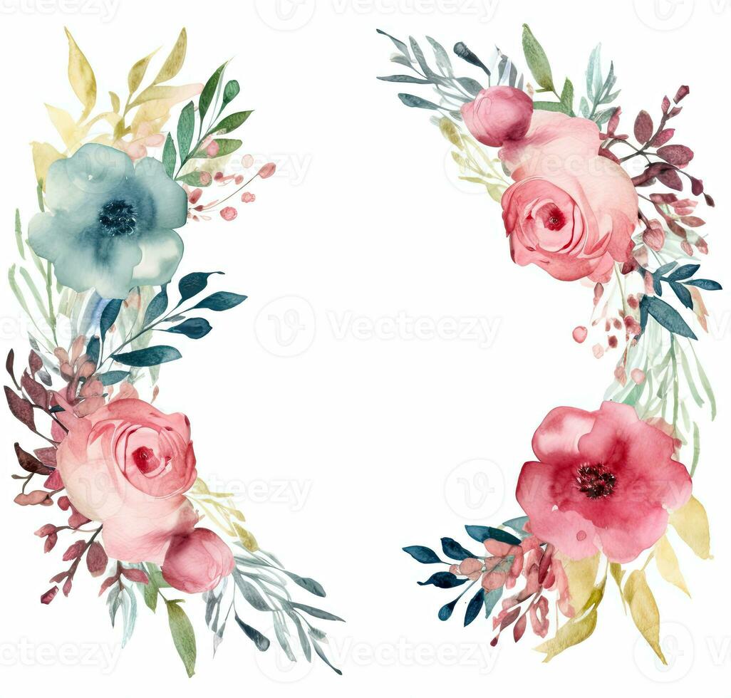 Watercolor floral frame. Illustration AI Generative 26828667 Stock ...