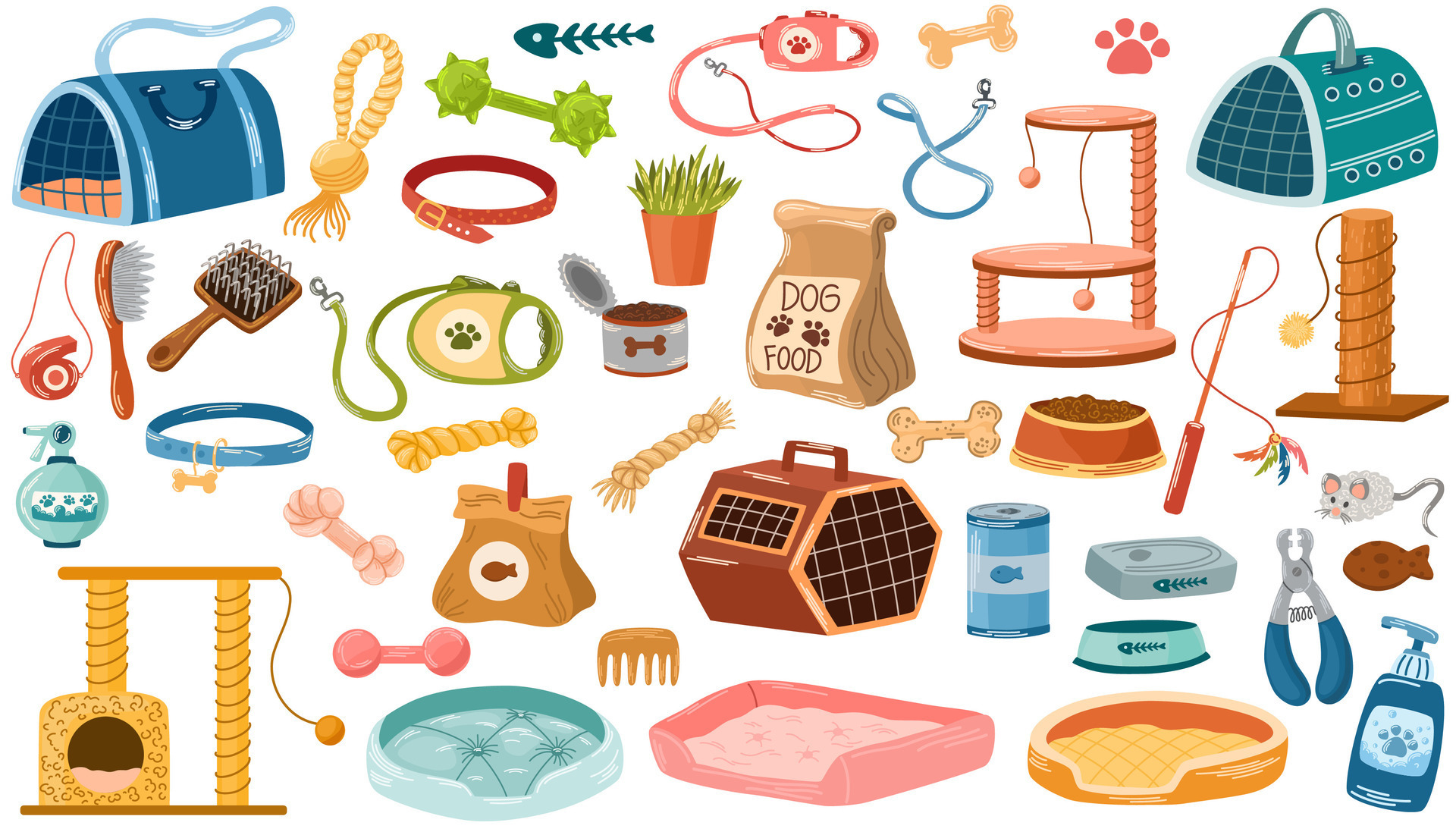 Pet Shop Assortment Animal Accessories Set Of Store Supply Items For Pet Shop Assortment Animal Accessories Set Of Store Supply Items For