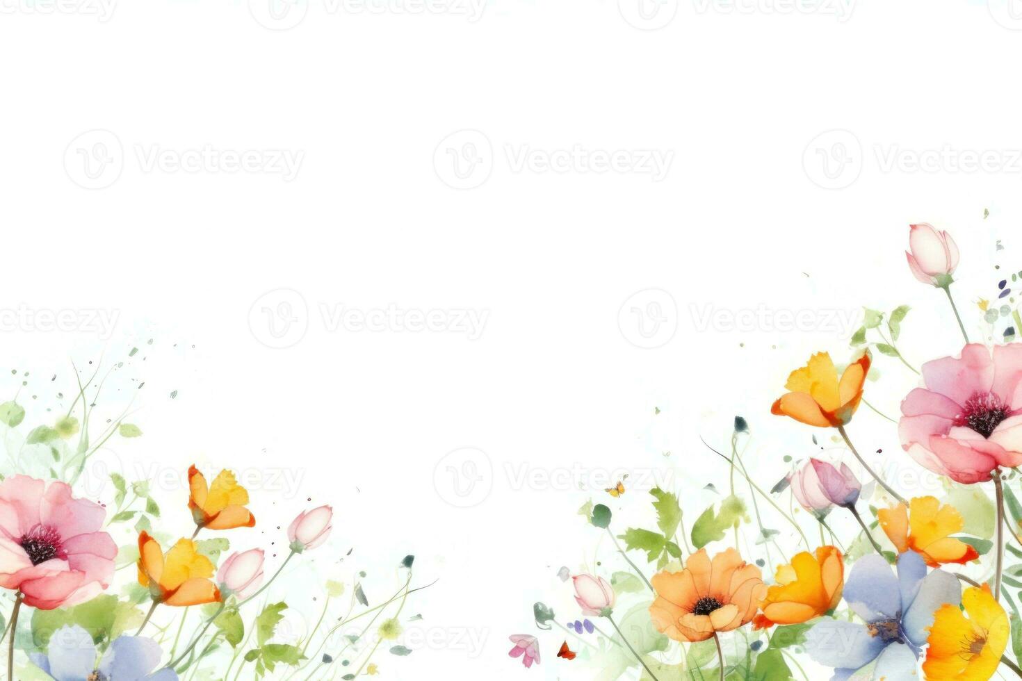 Watercolor floral border photo