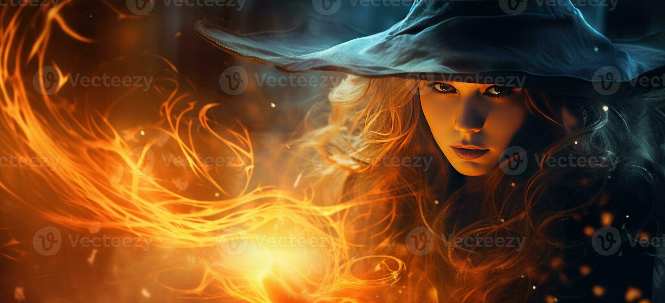 Halloween background with witch photo