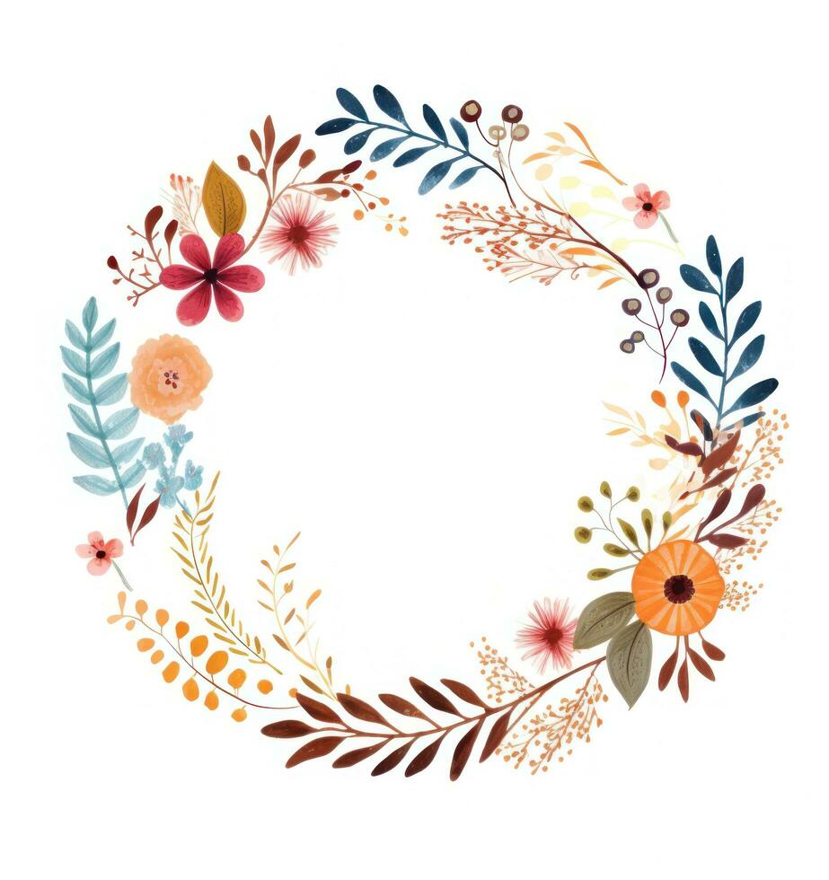 Watercolor floral wreath isolated photo